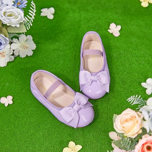 Image of PHIRAMIN Toddler Flower Girl Dress Shoes - Little Girl Ballet Flats Bow Wedding Party