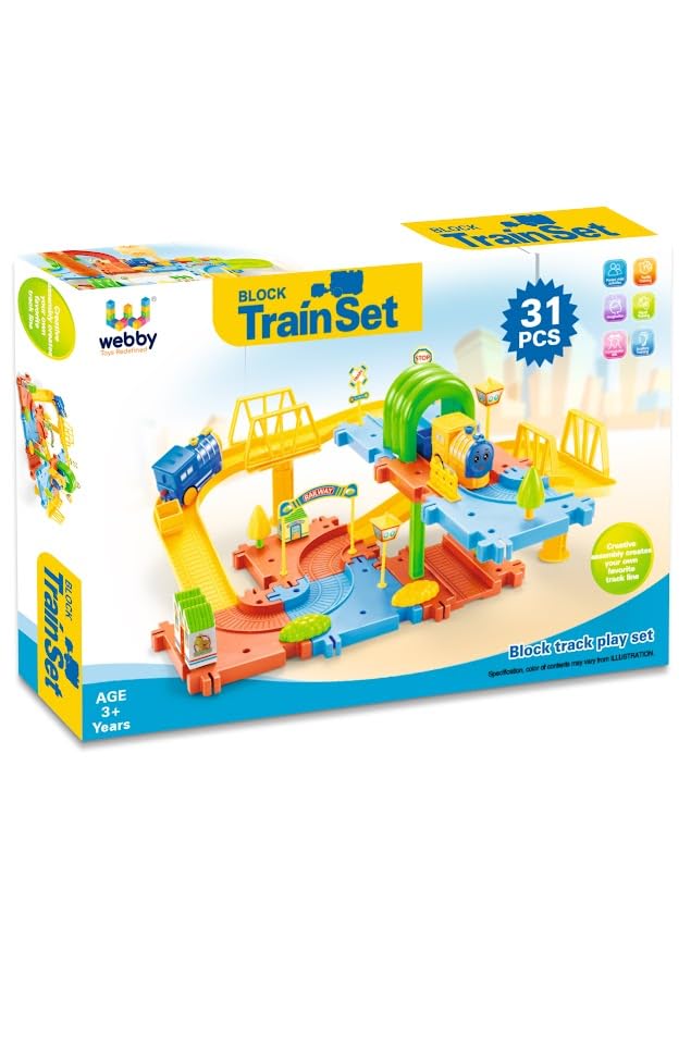 Webby Classic Toy Train Set with Track | Battery Operated Railway Set | Rakhi/Raksha Bandhan/Birthday Gift for Boys & Girls| Train Set with DIY Railway Tracks for Kids (31 Pieces) - Image 3 thumbnail