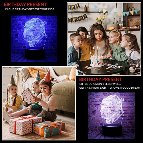 Sealinnayi Cartoon Shrek Forever After Anime Character Figure 3D Led Optical Illusion Decor Table Lamp 7 Colors Remote Control Sleep Night Light Easter Xmas Birthday Gifts For Kids #TOP2