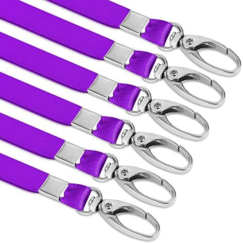 Lanyards Bulk 50 Pack Lanyards for Id Badges Kids Lanyard with Clips Swivel Hook (Purple)