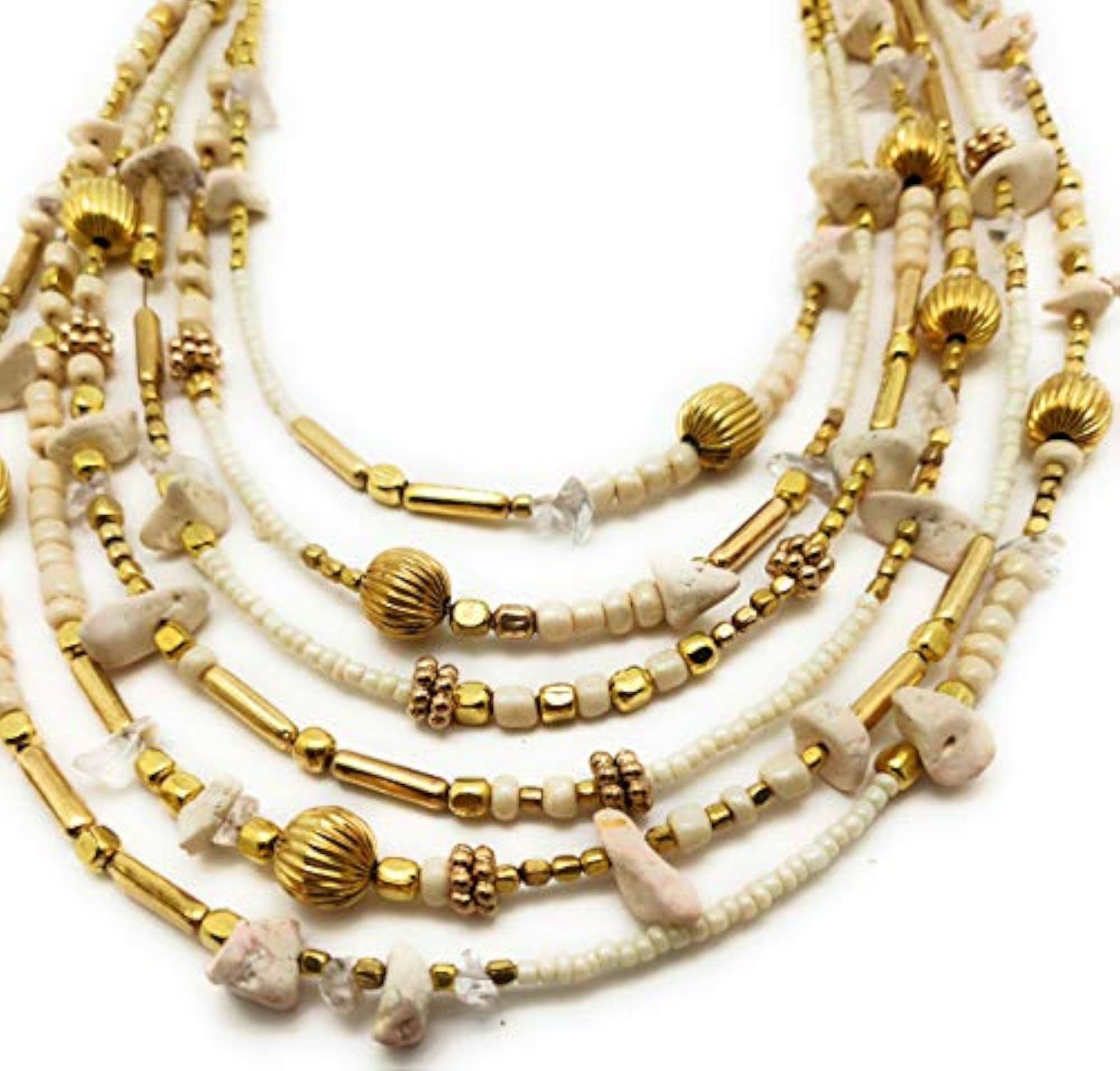 Elegant Glass & Brass Necklace, Unique Style