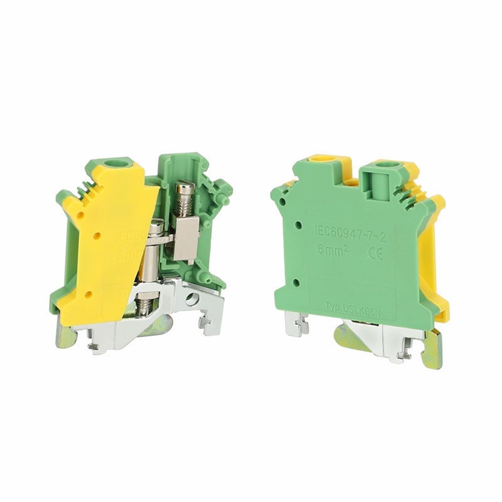 USLKG 6N bornier de Rail Din à vis modulaire de terre 6 mm² connecteur électrique de fil de terre de protection USLKG6N(10 Pcs)