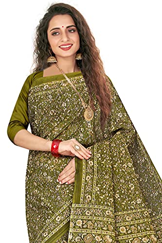 Image of TAMAIRA FASHION Mulmul Pure Cotton Saree For Woman Kalamkari Printed|Office Wear Daily Wear Sarees For Women Without Blouse Piece (Available in 9 Colours)