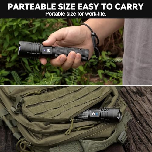 ALSTU Flashlight Rechargeable LED High Lumens - 99,000 lm Super Bright Flash Light with 5 Modes, Powerful Lintera for Home, Camping(2 Pack) - 5