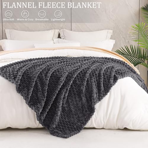 Image of Exclusivo Mezcla Fleece Twin Blanket for Bed, Extra Large Fuzzy Dark Grey Bed Blankets, Soft Cozy Plush Sofa Throws for All Seasons, 90x66 Inches