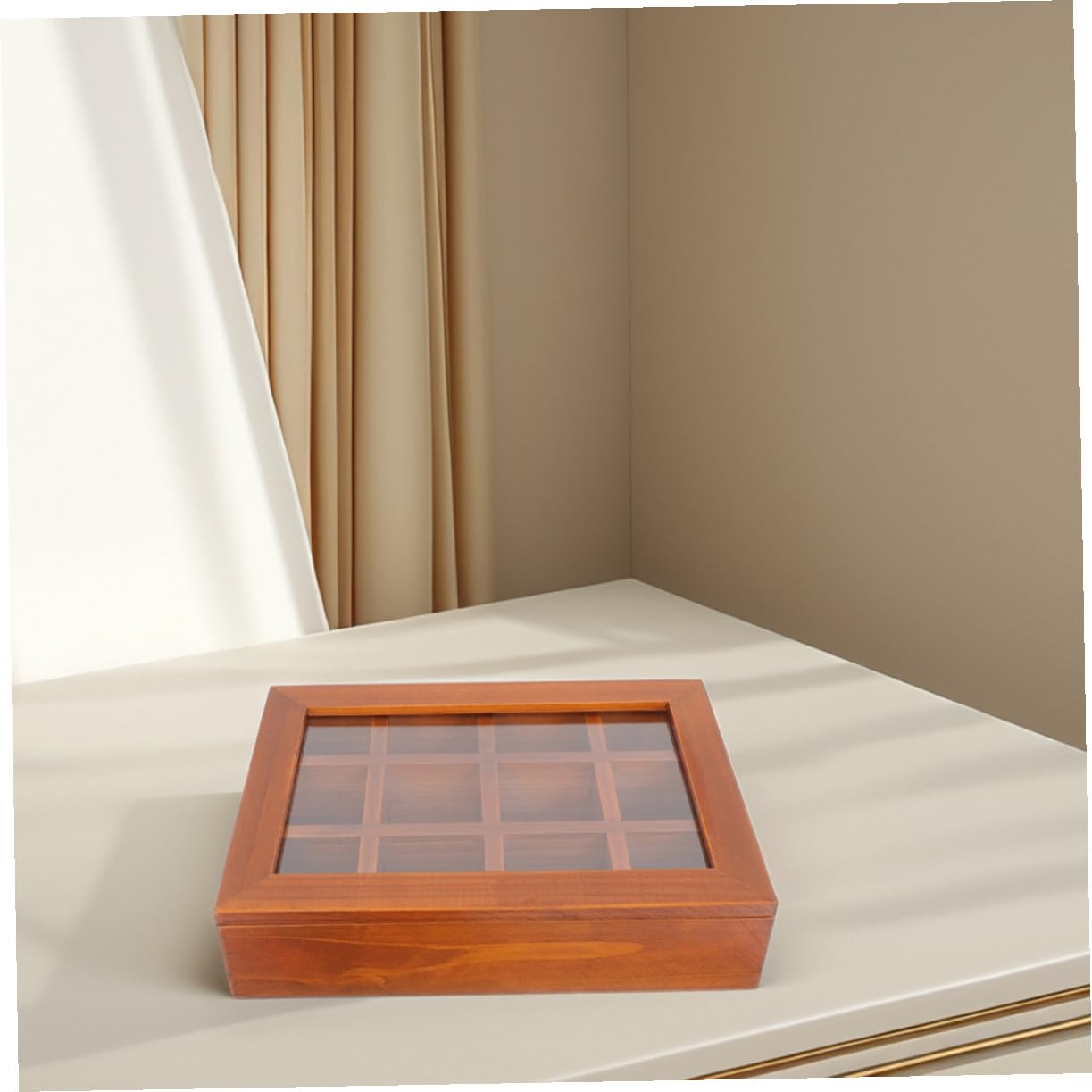 COLLBATH Teebeutel Organizer Holz mit Fächern Transparente Acrylabdeckung Multifunktionale Teebox zur Aufbewahrung von Teebeuteln Zucker und Mehr für Zuhause Büro und Outdoor