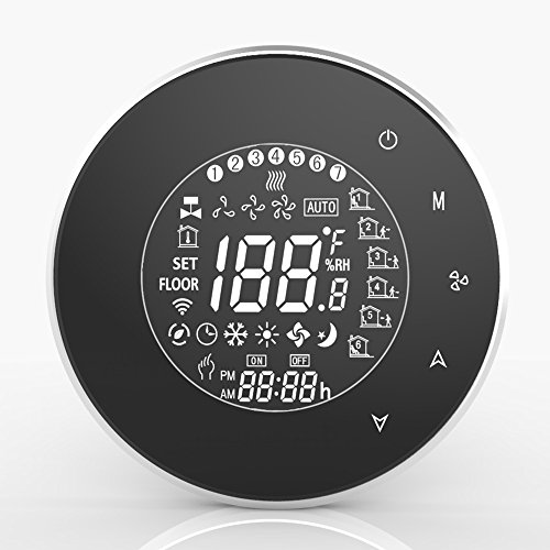 Image of Decdeal BECA Programmable Round Fan Coil Thermostat 95~240VAC Four Pipe Heating /Cooling Touch Screen 5+2 Weekly Data Memory Air Conditioner with LCD Digital Display