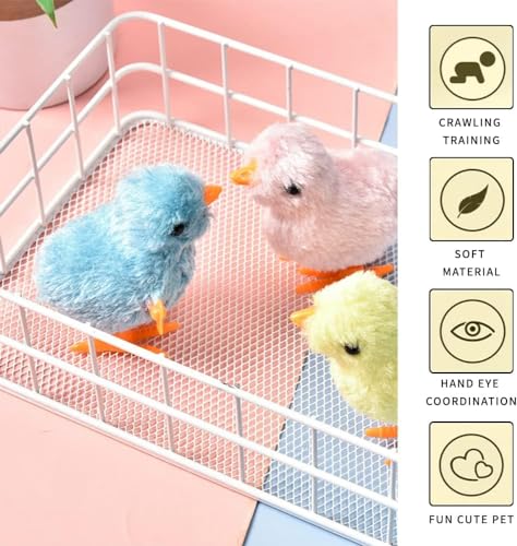 Ding Yongliang Ostern Aufzieh Huhn Spielzeug,Osterdeko Küken, 4 Stück Huhn Spielzeug Geschenk Geht für Kleine Junge Und Mädchen, küken Spielzeug Oster, Osterkorb Füllstoffe (Zufällige Farbe)