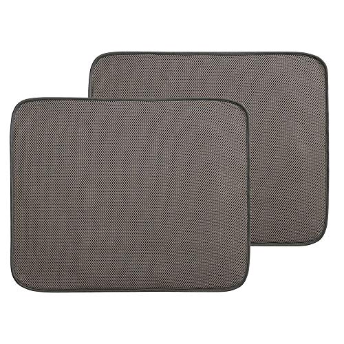 Preisvergleich Produktbild mDesign 2er-Set Abtropfmatte Spülbeckeneinlage für Gläser, Teller, Pfannen schnelltrocknende und pflegeleichte Schutzmatte aus Polyester mokka / elfenbein