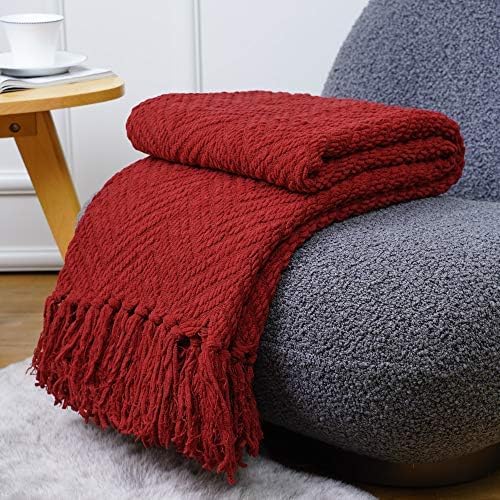 BATTILO HOME Red Throw Blanket for Couch, Knit Christmas Throw Blanket for Home Decor, Super Soft Cozy Warm Red Christmas Blanket for Winter, 50" x 60" - Image 9