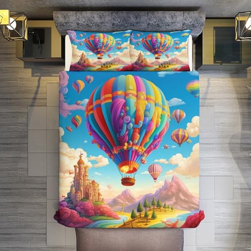Housse de couette montgolfière 200x200 cm avec 2 taies d'oreiller pour lit double - 3