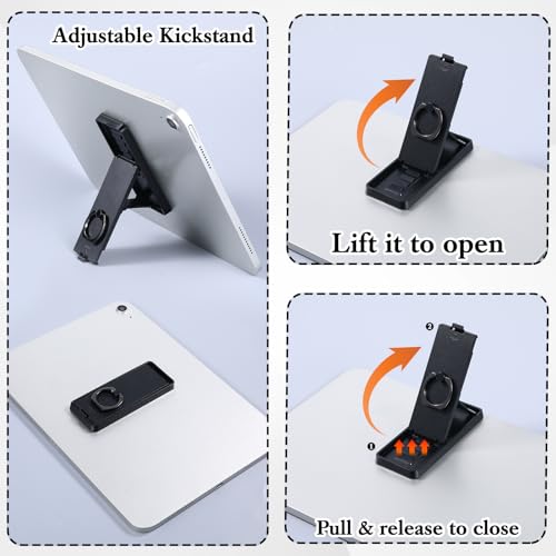 Ptwola Universal Tablet Ring Holder Black Tablet Stand Foldable Multi Angle Tablets Grip Stand Adhesive Tablets Kickstand Attachment Desk Accessories for More Reader PC Laptop photo 6