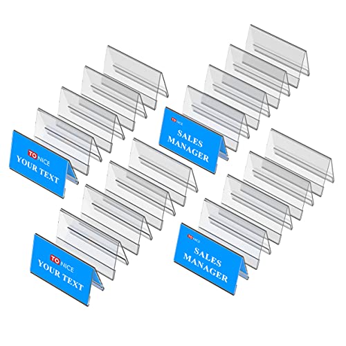TONICE Acrylic Desk Nameplate Holders 4x3\"(Suitable for 4x6\" Paper) 20 Pack, Acrylic Name Tent Holders, Price Display, Acrylic Sign Holder