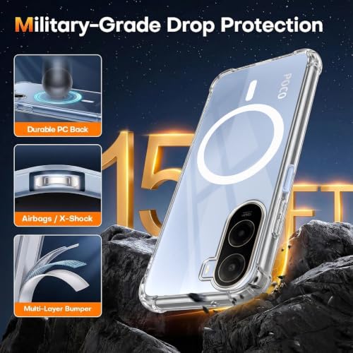 Image of Jkobi Shockproof Crystal-Clear Back Cover for Poco C81 5G (Magsafe Wireless Support | Drop & Camera Protection | Hard Polycarbonate)