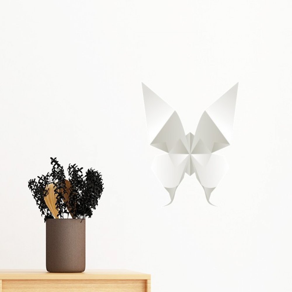 Papier peint amovible papillon origami blanc 50cm pour relooker sans abimer