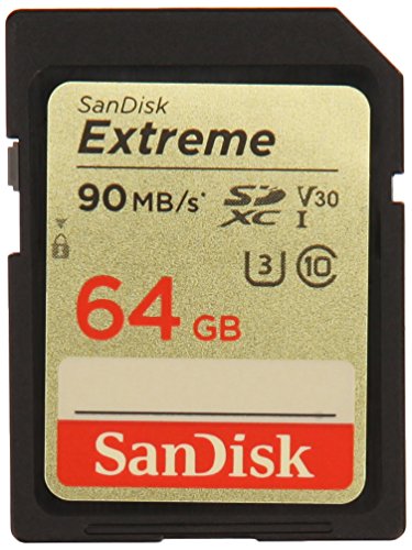 SanDisk Extreme - Tarjeta de memoria SDXC (64 GB, velocidad hasta 90 MB/s, Class 10 y U3 y V30)