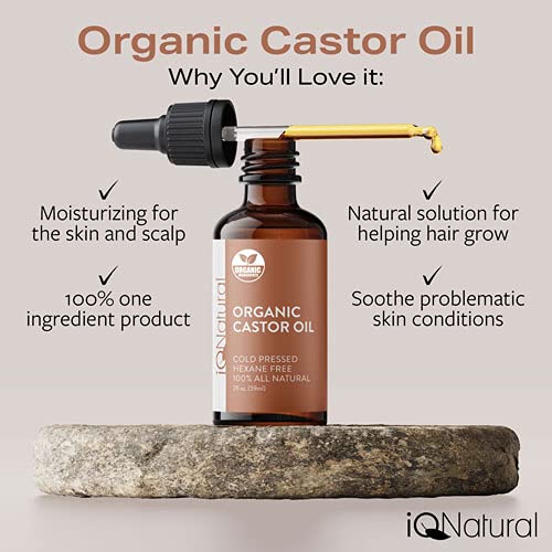 Iq Natural Castor Oil, Eyebrow And Eyelash Growth Serum, 100% Pure Cold Pressed Organic Castor Oil, Eyelash Serum Conditioner, Lash Serum Growth Hair Oil Treatment, Brow Growth Serum - 2Oz (60Ml) #TOP1