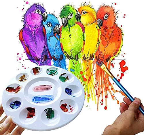 Image of 10Ps Paint Tray Palette,Plastic Round Pallet for Kids or Pupils to Painting
