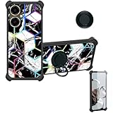 Aroepurt Case Compatible for Mobicel VX21 Phone Case Cover [with 1* Tempered Glass Screen Protector][Hard PC + Soft Silicone][Ring Support] [Colorful Reflect Light] IMDH-HS