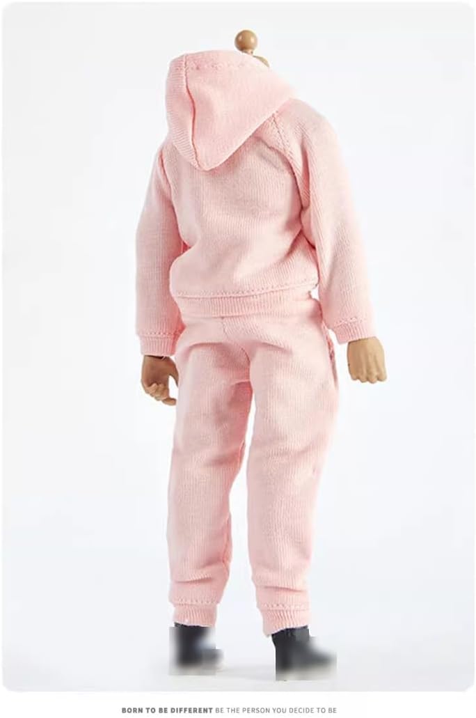 1/12 Scale Figure Clothes Hooded Sweatshirt and Sweatpants for 6 inch Action Figure(Pink)