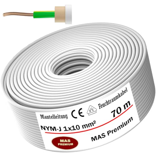 Cable de alimentación para ambientes húmedos de 5 a 100 m, NYM-J, 1 x 10 mm², anillo OFC para instalación fija (70 m)