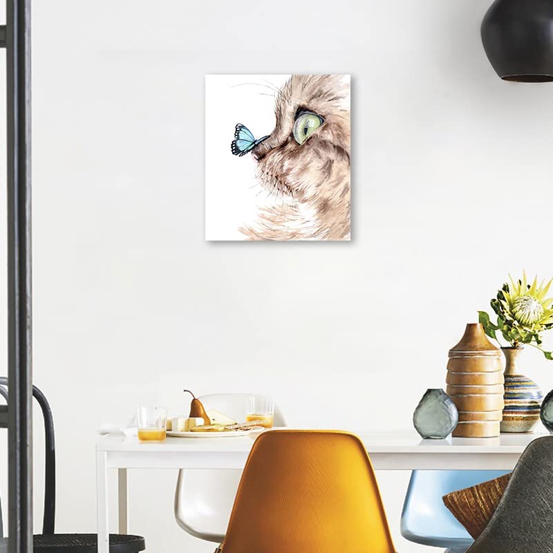 猫と蝶 動物画 油絵 絵画 インテリア Amazon.co.jp: ZYCH 油絵 動物 猫 プロ 蝶 キャンバス ウォール