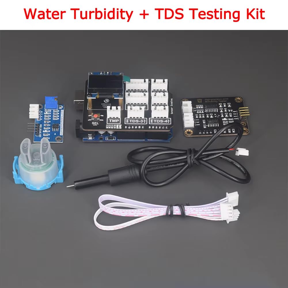 Kit de análisis de calidad del agua con pantalla OLED para agua potable, acuarios y laboratorio (turbidez y pH).
