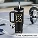 Miglaja Black Accessories for Stanley Cup Accessories 30OZ 40OZ, All Accessories Gift Box Contain Flower Straw Topper, Sillicone Boot, Letter Stickers and Pendants,Spill Stopper Set (Black K)