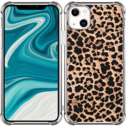 Case for iPhone 13 Mini Leopard Cheetah Protective - Topgraph [Durable Shockproof Design] Bumper Compatible with iPhone 13 Mini Magsafe [Cute Black Brown Leopard Cheetah Print Women Girls]