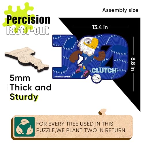 Image of WOODLUX FIFA 2026 World Cup USA Mascot The Bald Eagle 150 Pieces Wooden Puzzles for Kids & Adults, Irregular Shape Jigsaw Puzzle, 5MM Thick, Officially Licensed Product
