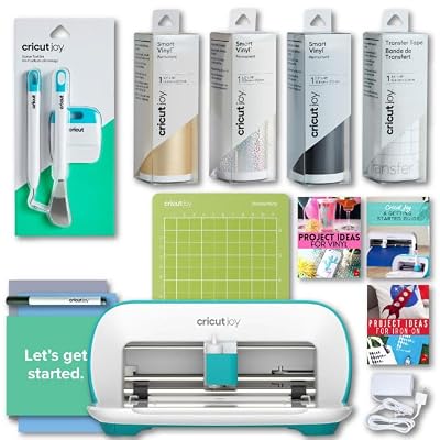 Cricut Joy Machine with Card Kit, Sampler Smart Vinyl Roll, Cutting Mats and Tool Set Bundle - Compact Tool for DIY Craft Projects and Decals,