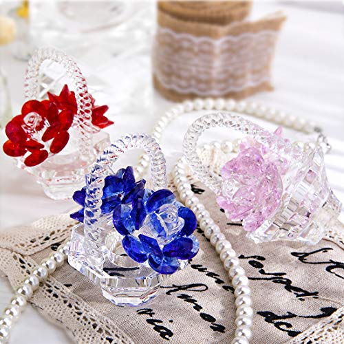 H&D HYALINE & DORA Kristall Rosen Blumenfigur, Glasblumen Briefbeschwerer, Glasblumen Sammelobjekt