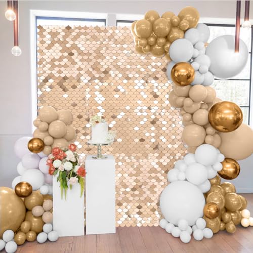Image of Champagne Shimmer Wall Backdrop 6ftx4ft - Sequin Wall Panel for Birthday, Wedding, Engagement & Disco Decoration