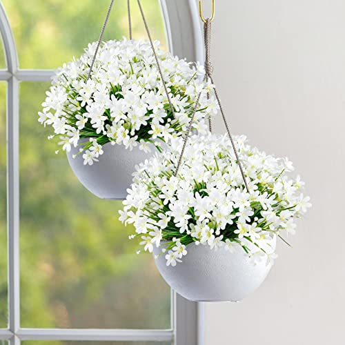 8 Bundles Artificial Daffodils Flowers Outdoor Artificial Flowers UV Resistant Fake Flowers Faux Flowers Shrubs for Indoor Outside Garden Porch Window Box Home Office Wedding Decor image 7