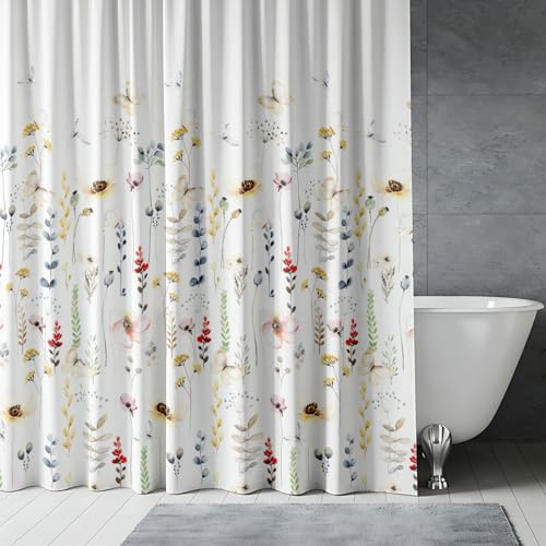 Image of Sassoon Birch Wood Printed Shower Curtain with Hooks- 1Pc - Polyester Fabric