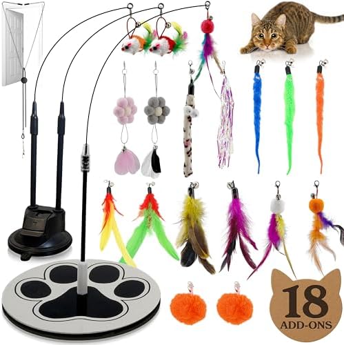 18pcs Interactive Cat Toys for Indoor Cats Suction Cup Cat Toys f...