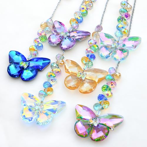 6pc Crystal Butterfly Suncatchers Rainbow Maker Window Decor