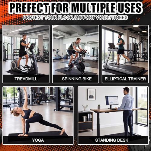 Image of Drydiet Treadmill Mat 51 inch x 24 inch, 6mm Extra Thick Bike Mat for Indoor Stationary Walking Pad, Spin Bike, Elliptical & Rowing Machine, Anti-Slip Shock Absorbing Floor Protector for Hardwood and Carpet