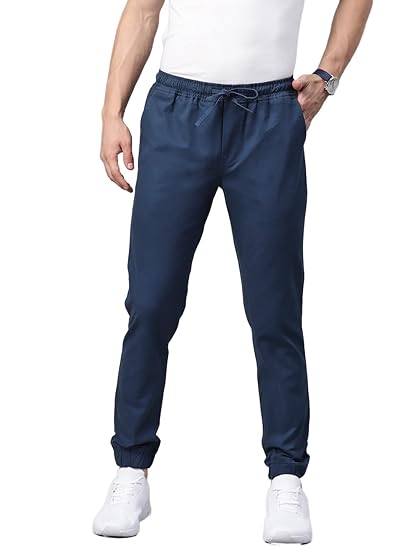 Men's Cotton Blend Solid Regular Fit Trackpants