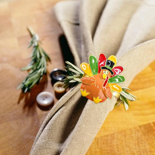 Image of Legigo Set of 12 Turkey Napkin Rings for Thanksgiving Decorations- Thanksgiving Napkin Holder Fall Napkin Rings for Dinner Wedding Banquet Family Gatherings Table Settings Decor Present