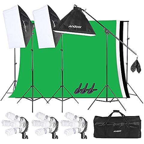 Kit de Iluminación Fotográfica Andoer con Softbox y Soporte de Fondo Cover