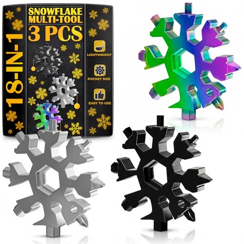 18 in 1 Snowflake Multi Tool Set of 3 – Compact and Portable Stainless Steel Snowflake Multitool Keychain Screwdriver | Keychain Bottle Opener for Men | Travel, Home, Work & Father's Day EDC Pick