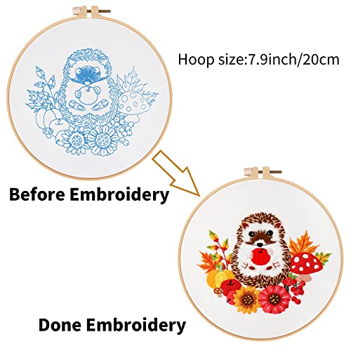 Image of Louise Maelys Cute Hedgehog Embroidery Kit for Beginners Animal Craft | Cross Stitch Kits Offer a Complete Set for DIY Lovers. Needlepoint Kit for Beginners and Adults to Explore Creative Hobbies