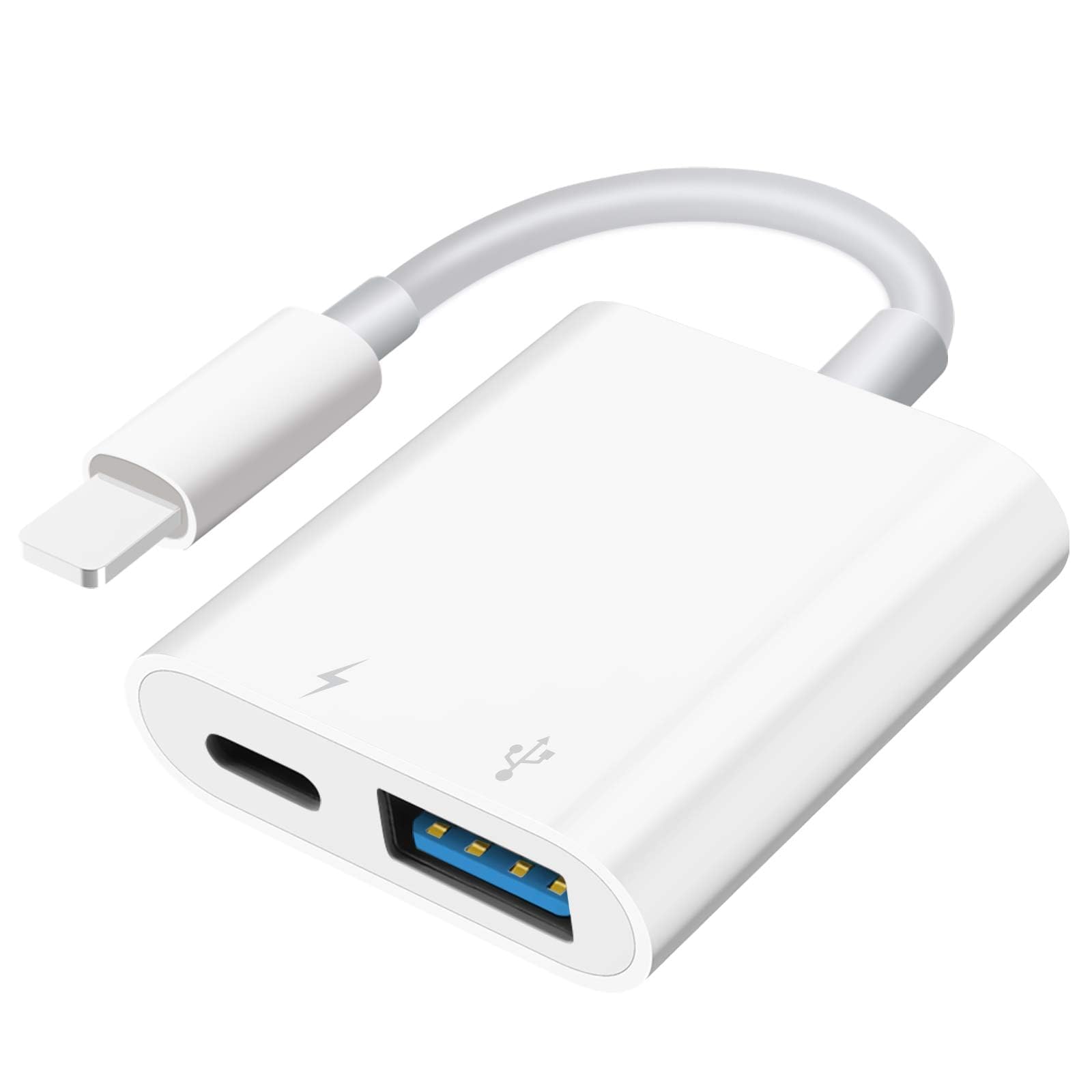 SUNTRSI USB Camera Adapter, Portable USB 3.0 Female OTG Adapter for iPhone, iPad to USB Adapter with Charging Port, No Application, Plug and Play