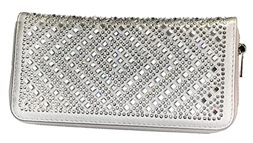 Diamond Gem Sparkle Rhinestone Wallet - Bling Wallet (Silver)