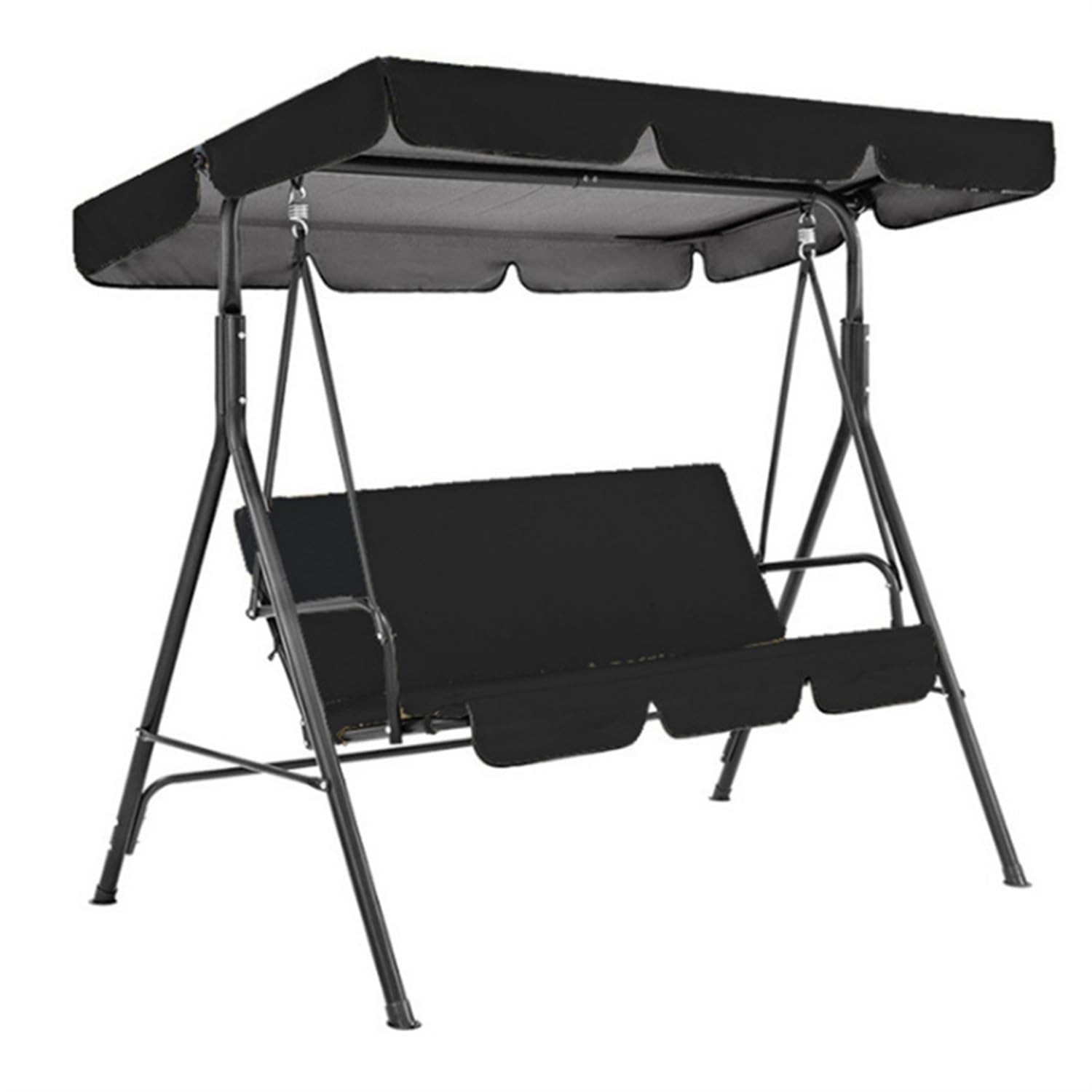 KYOFIS Swing Canopy Replacement Cover, Porch Swing Canopy Waterproof Windproof Anti-UV Heavy Duty Oxford Cloth Garden Swing Seat Replacement Canopy (Color : Black, Size : 164x114x15cm)