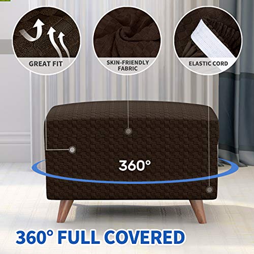 Fundas otomanas protectoras de muebles rectangulares suaves para taburetes café 4