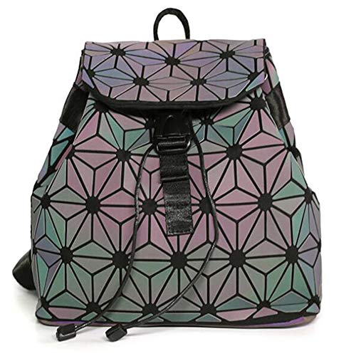 MARBER Femmes Sac À Dos Lumineux Géométrique Nightglowing Mode Coloré Rhombic Daypack Sac À Dos Sacs pour Femmes Filles Campus Voyage En Plein Air