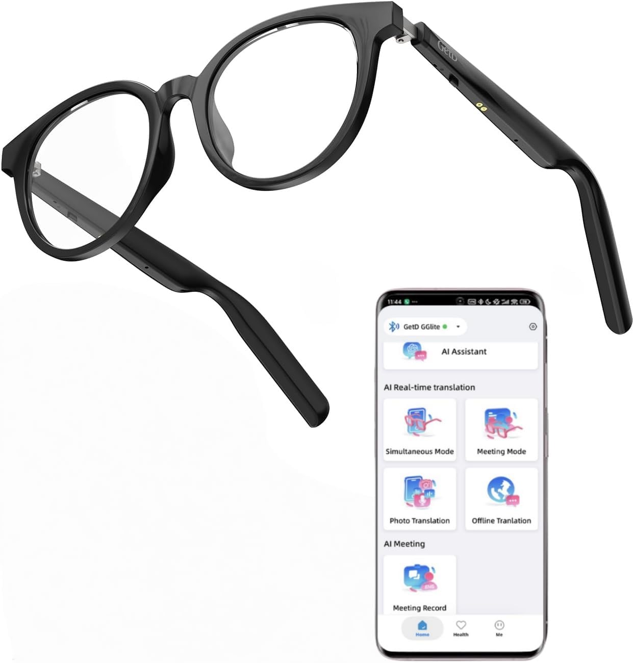 GetD AI Glasses for Men & Women, Smart Glasses Powered by ChatGPT with 74-Language Translation, Bluetooth 5.4 Glasses,Blue Light Filtering,11H Music Play for Driving, Travel, Business Daily Use