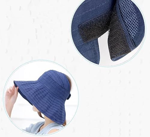 Outdoor Summer Sun Hats For Women Wide Brim Beach Hat Packable Upf 50+ Sun Protection Visor Hats Navy #TOP6